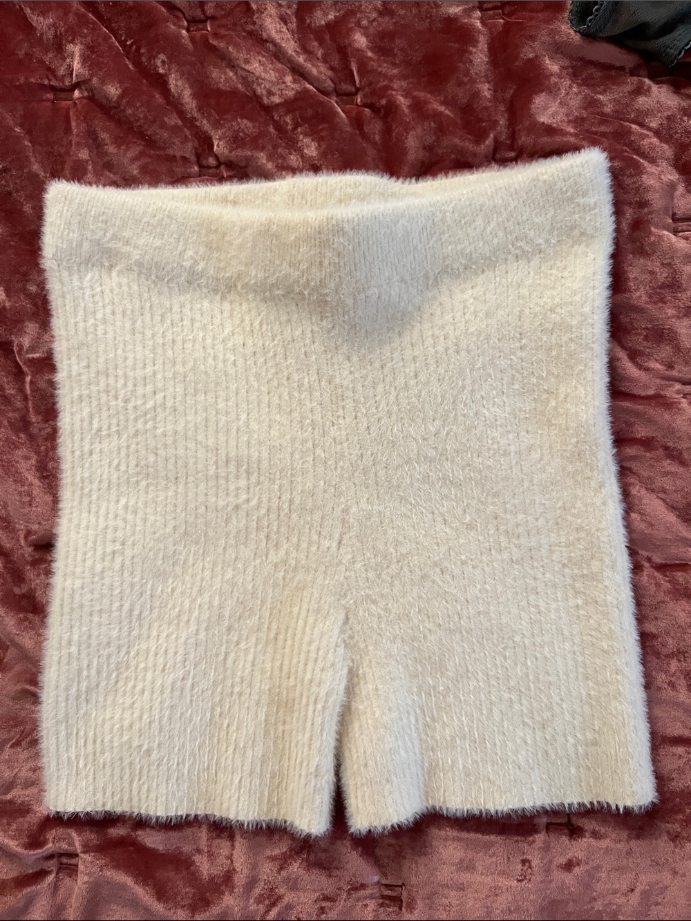 3.1 Phillip Lim Cream Fuzzy Knit Bike Shorts